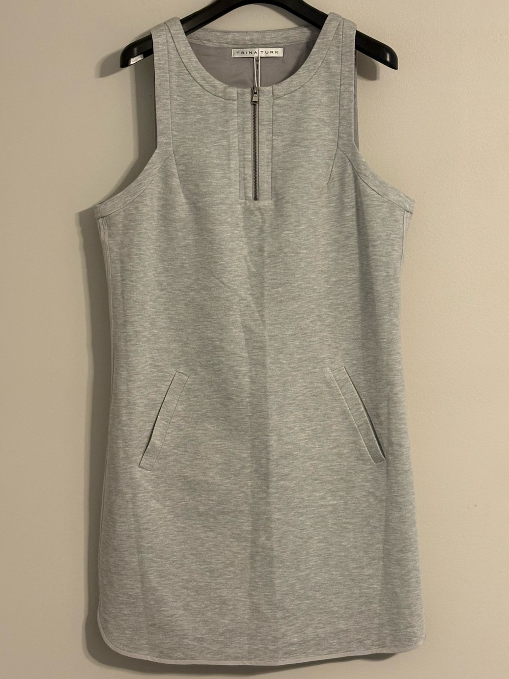 NWT Trina Turk Sleeveless Heather Gray Zip-Front Shift Dress - Size 10
